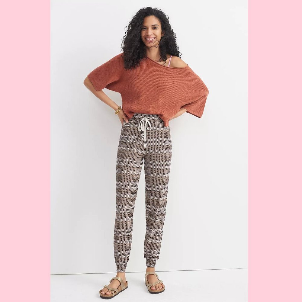 NWT Anthropologie Mary Jacquard Joggers Lounge Pants MED